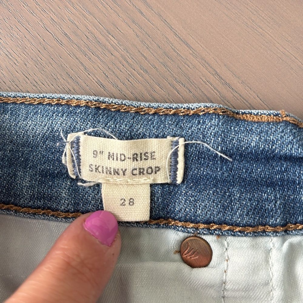 Madewell 9” Mid-Rise Skinny Crop Button Fly Jeans Sz 28 - Picture 10 of 11
